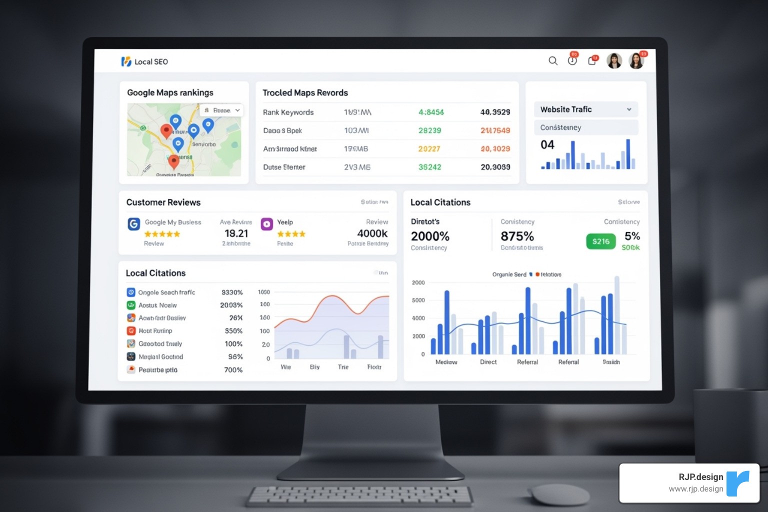 dashboard showing local SEO components - local search optimisation service