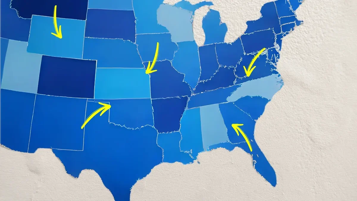 winter map of the USA