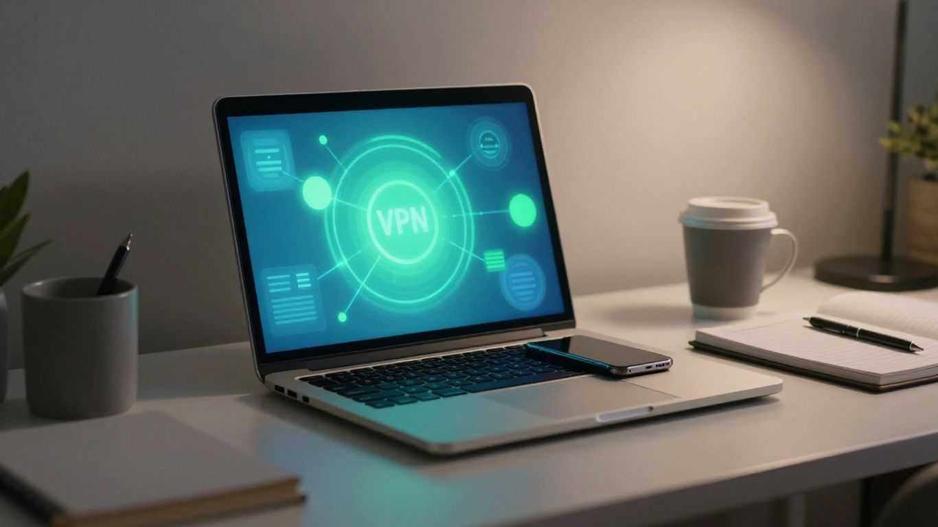 Laptop and phone showing VPN comparison