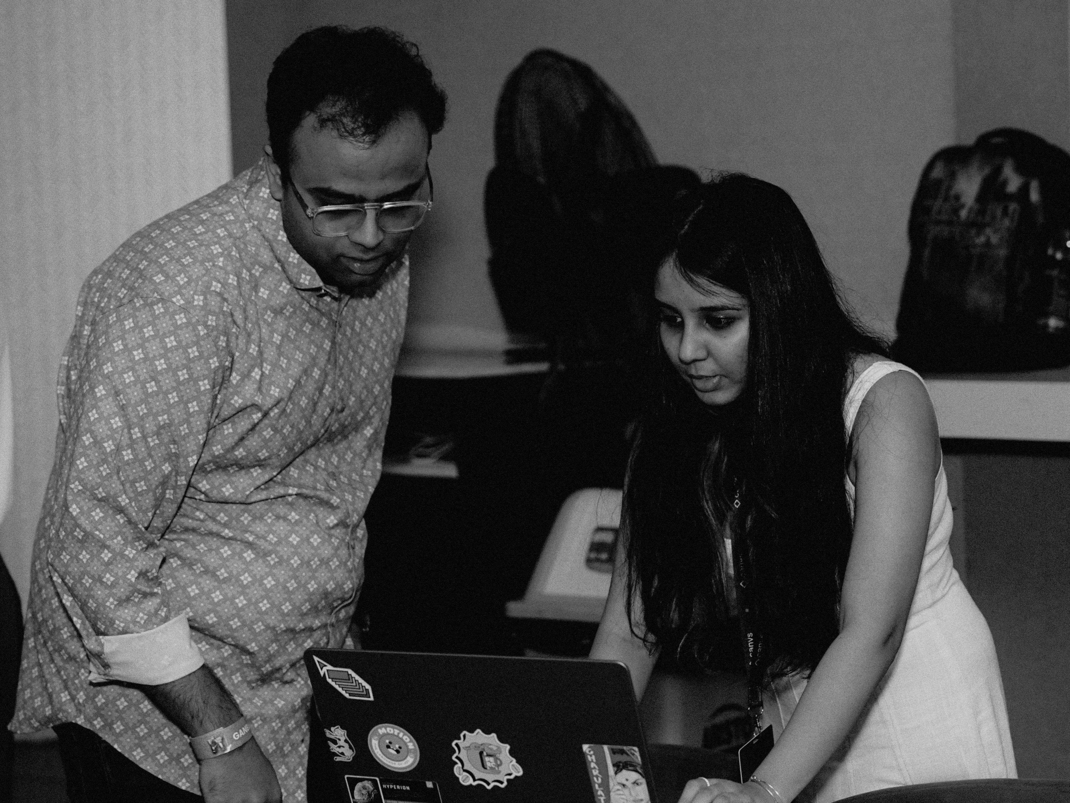 grascale photography of cable bridge