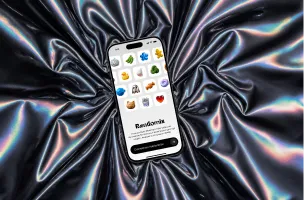 Interface mobile Randomix présentant une collection d’illustrations 3D