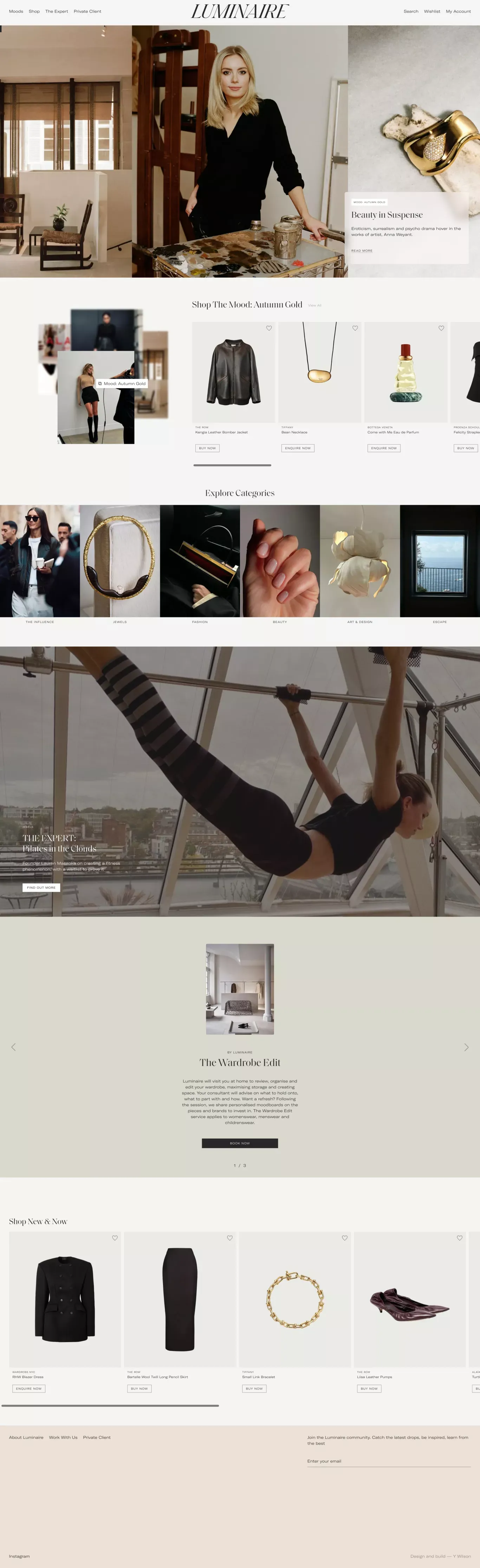 Luminaire ecommerce page screenshot showcasing Ecommerce and Fashion design