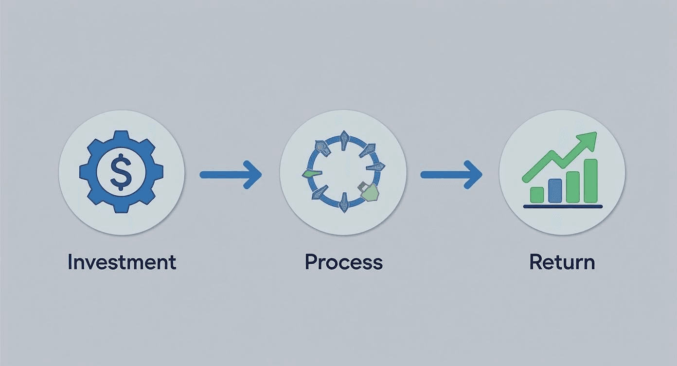 infographic showing key steps to calculate and optimize ROI on automations
