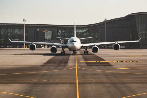 a passenger plane on airport runway