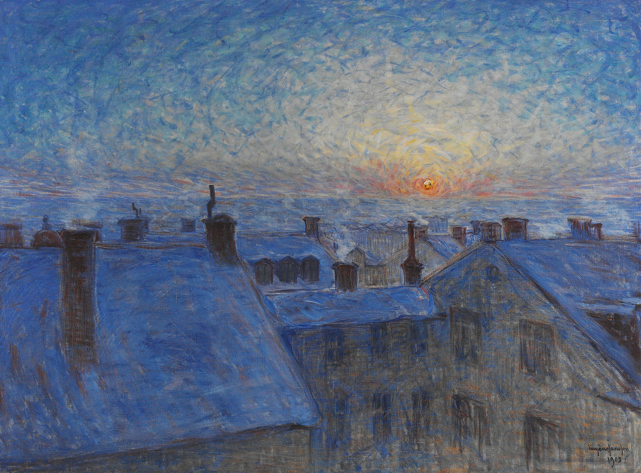 Sunrise over the Rooftops. Motif from Stockholm (1903)