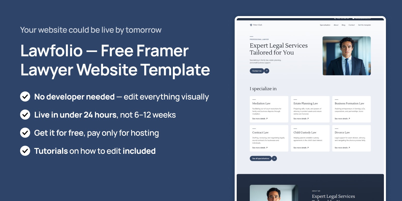 lawfolio framer template cta