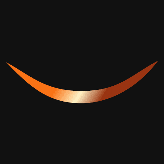 A smooth, curved line in gradient shades of orange against a black background, resembling a subtle smile.