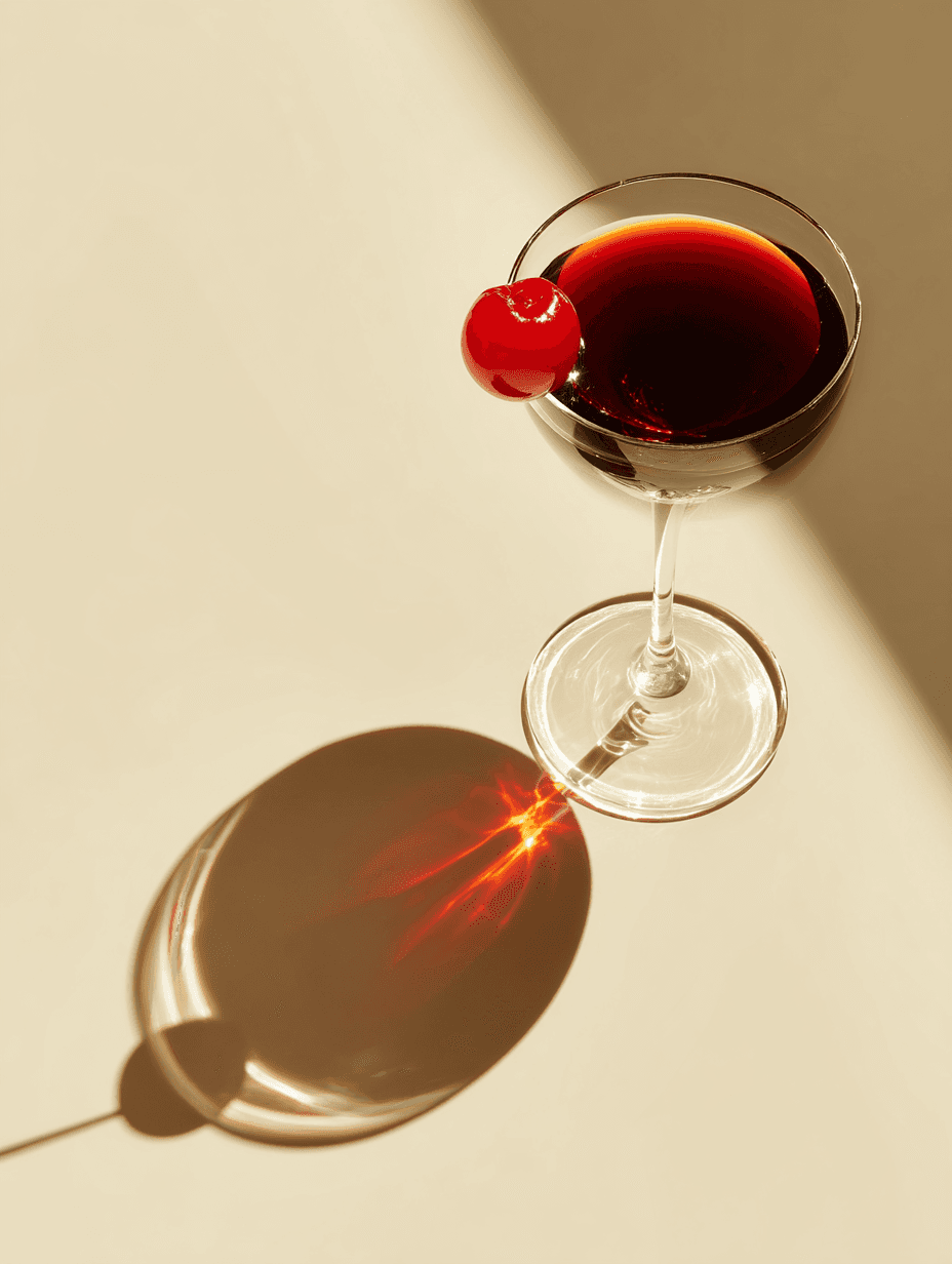 a cocktail glass with a cherry