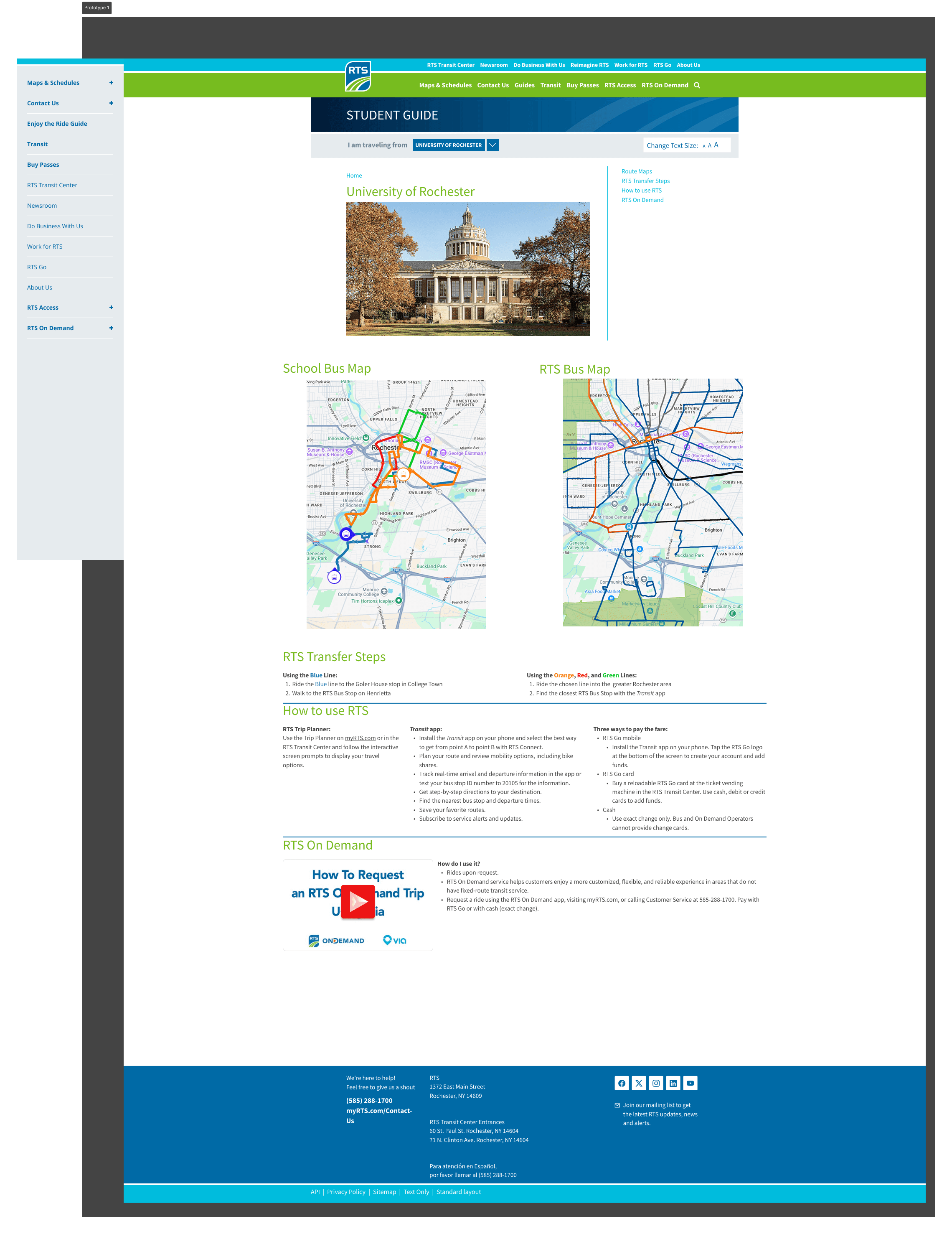 Mid-fidelity prototype of the new webpage