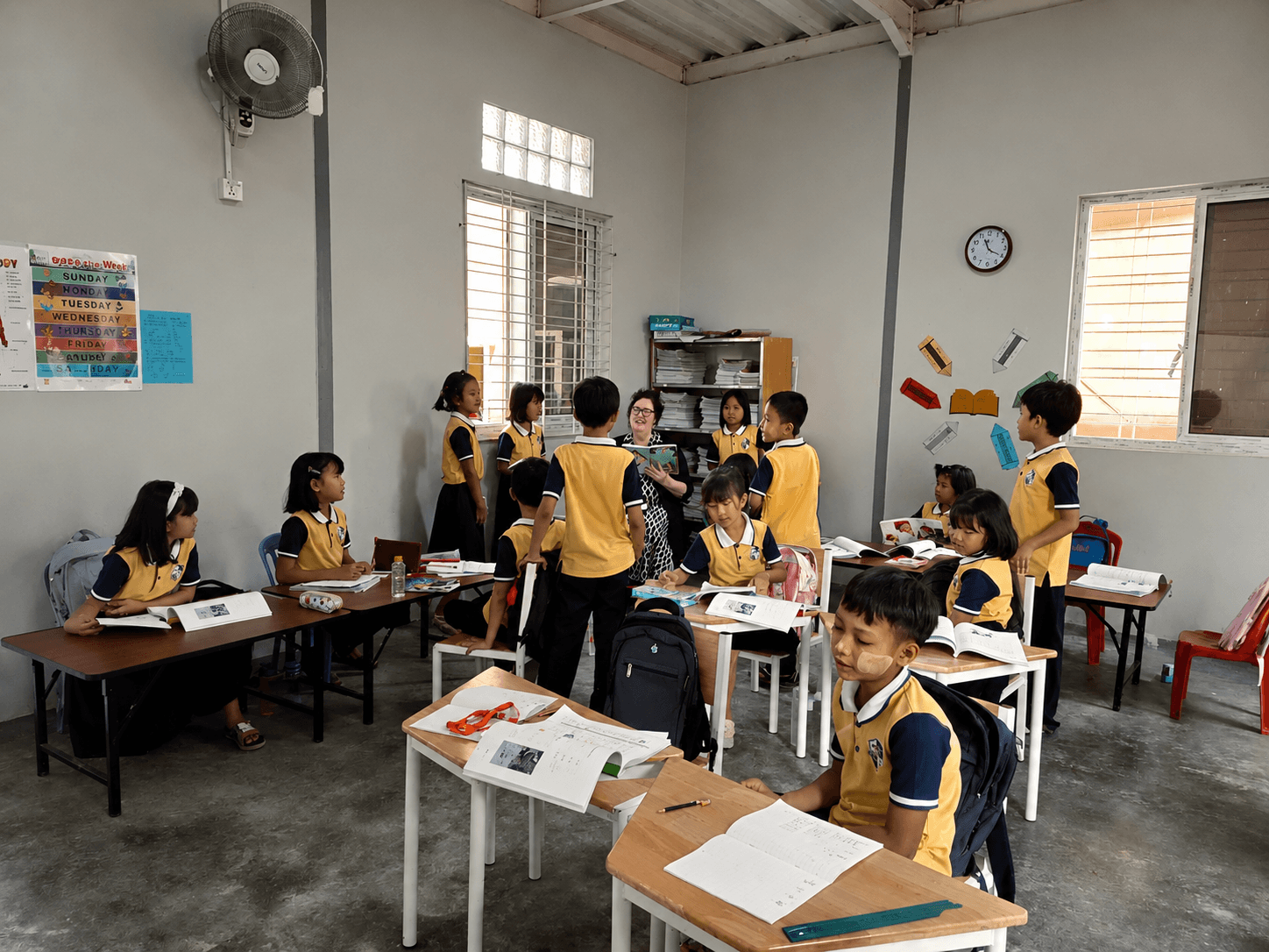 Elementary students at Elpis International School learning together in a classroom in Yangon, Myanmar