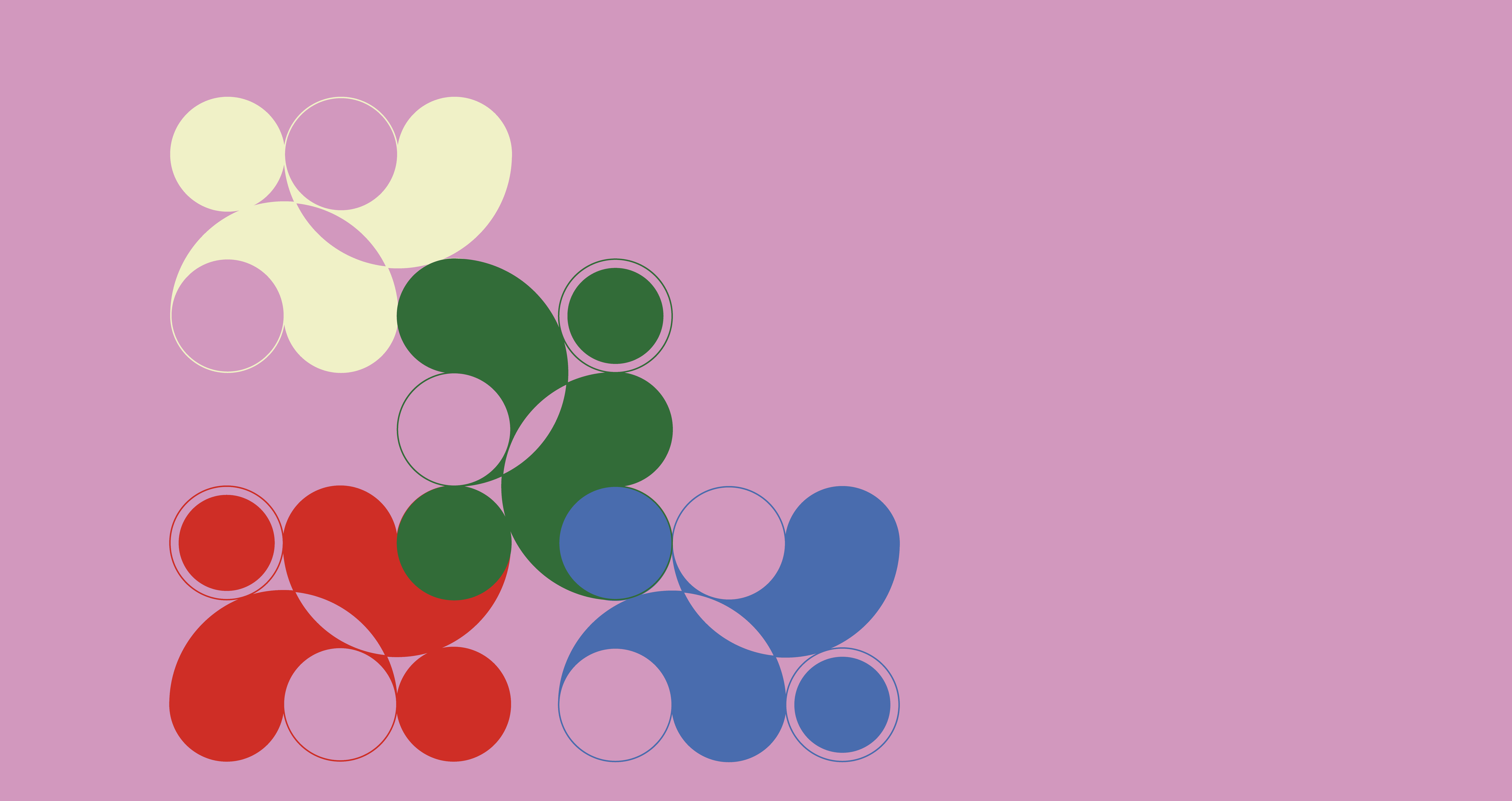 Colorful circular logo for H3O, a Tokyo high fashion curator brand, designed by Josephine Grenier on a pink background.