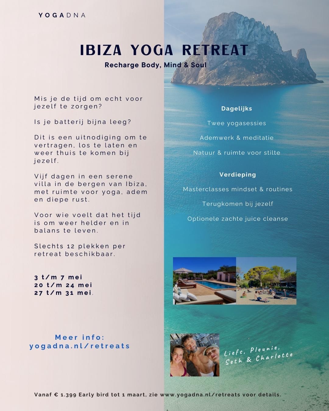 Charlotte met de groep op een retreat op Ibiza