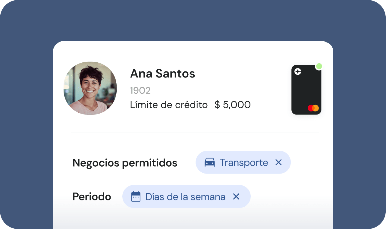 perfil de usuario para controlar las reglas de uso de tarjeta corporativa