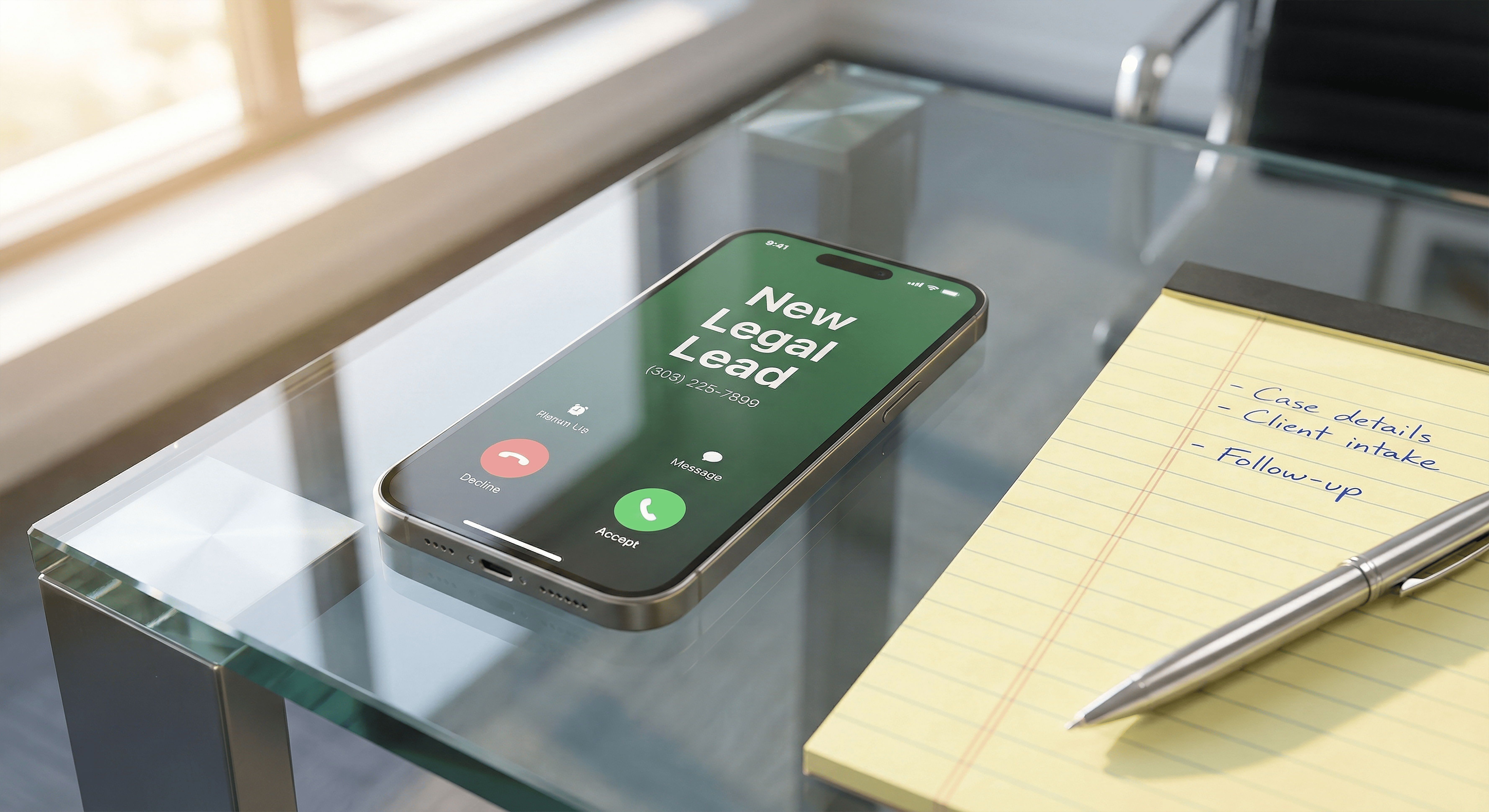 A smartphone receiving a new client call generated by targeted marketing ideas for law firms.png