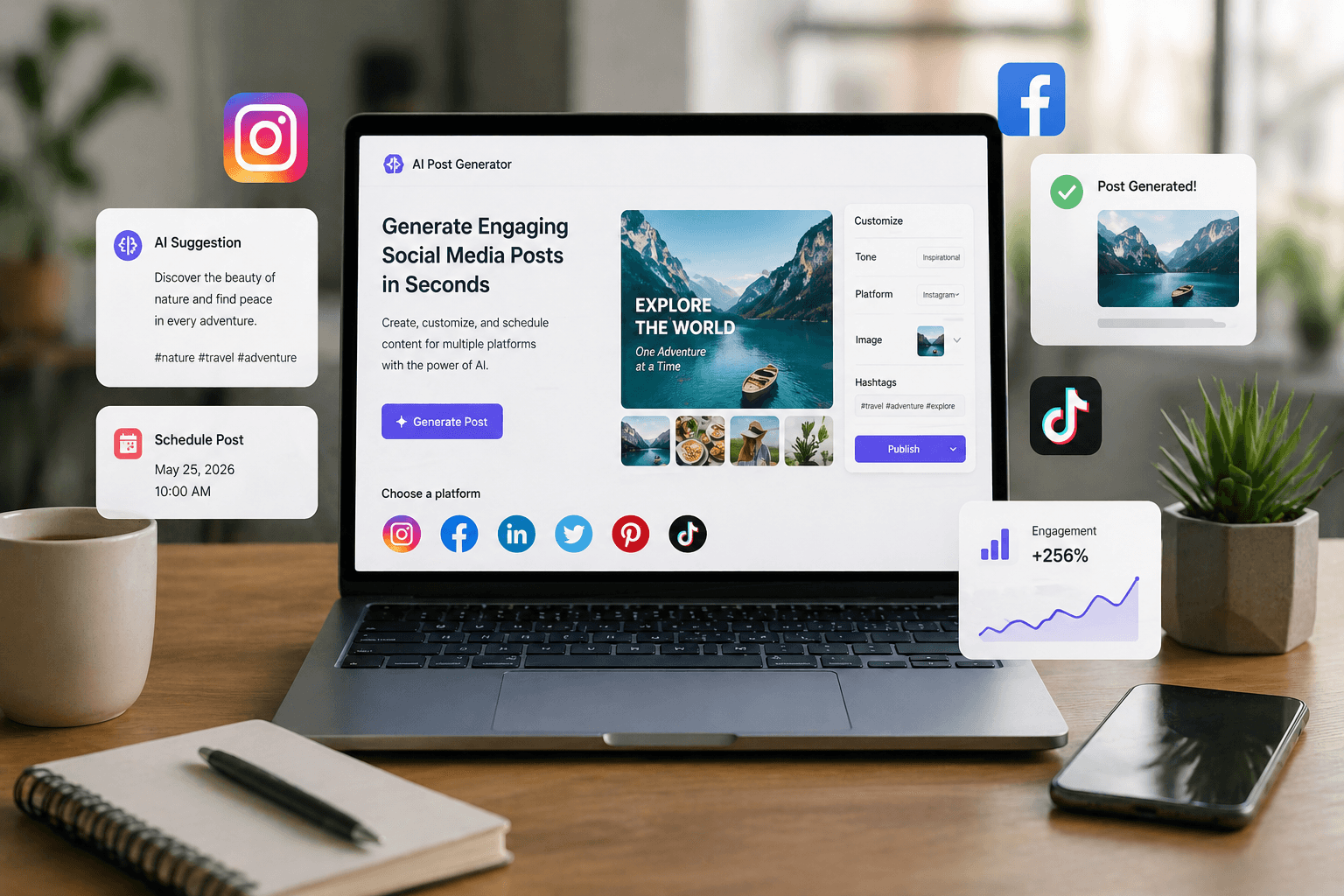 AI Social Media Post Generator: Your Complete Guide to Effortless Social Content in 2026 give me image 