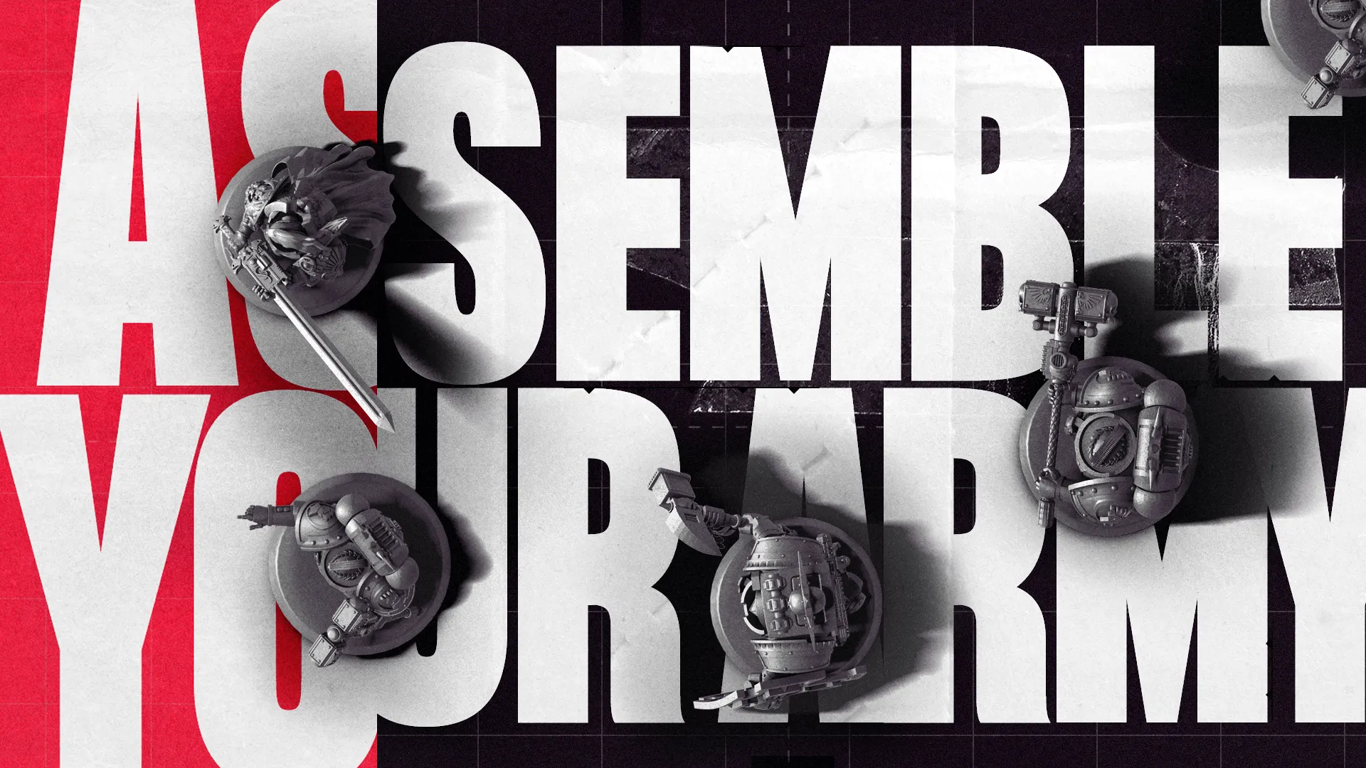 Text graphic featuring bold words "ASSEMBLE YOUR ARMY" with a dynamic, eye-catching background.