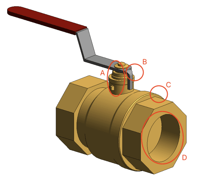 Image identifying the areas of over-detailed geometry in the original family.