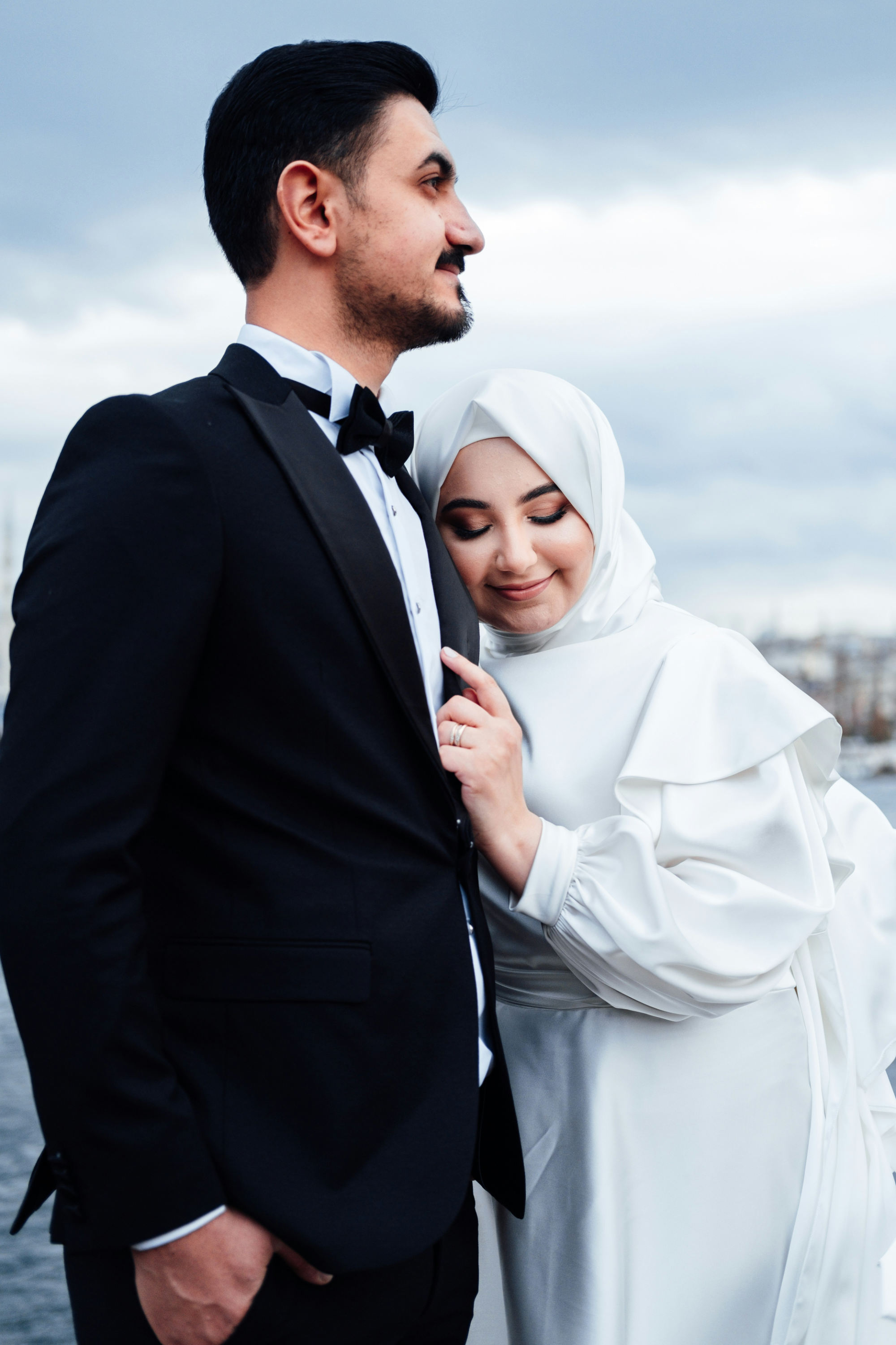 A couple posing for the camera