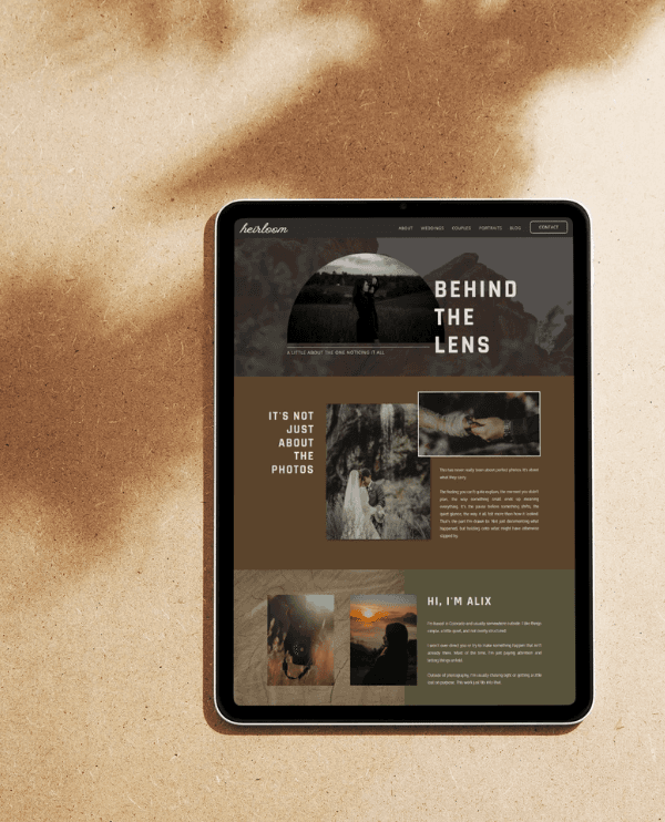 Tablet mockup of the about page