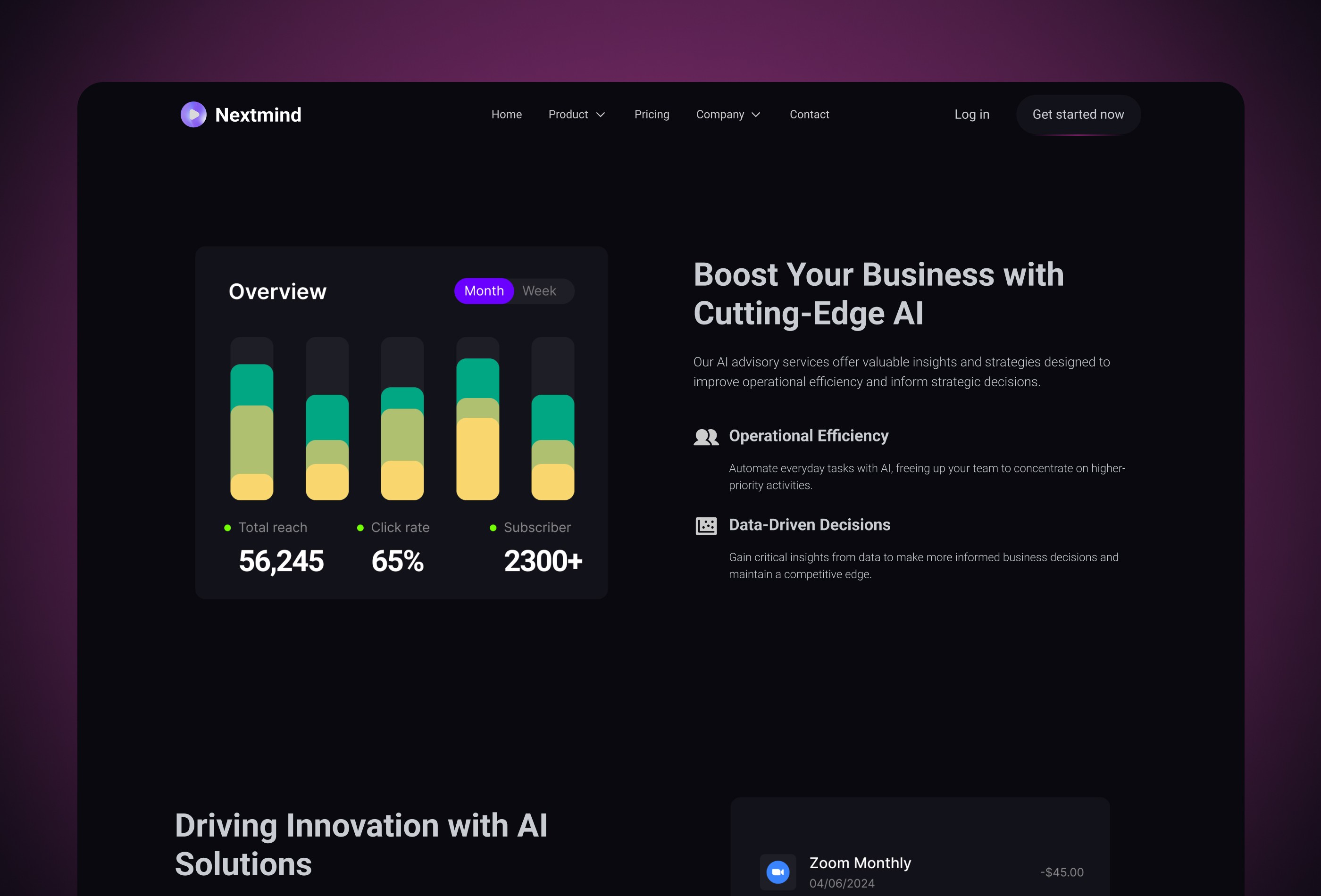 Nextmind Framer template stats section