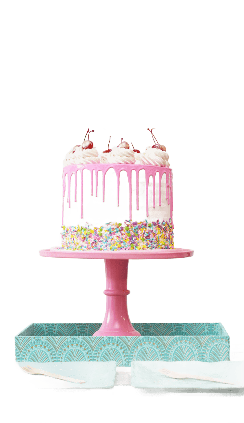 fondant cake with stand (Background Removed)