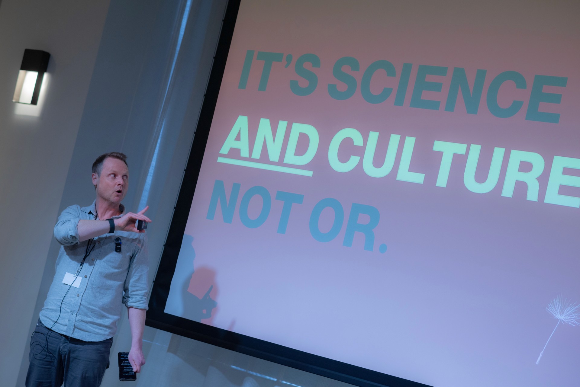 Ross Findon on stage for the launch of Pop Culture at New York Climate Week