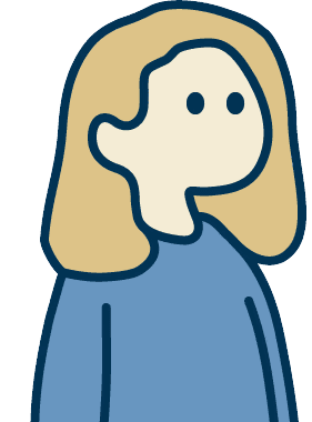 "Illustration of Anna Babb, drawn in a simple cartoon style"