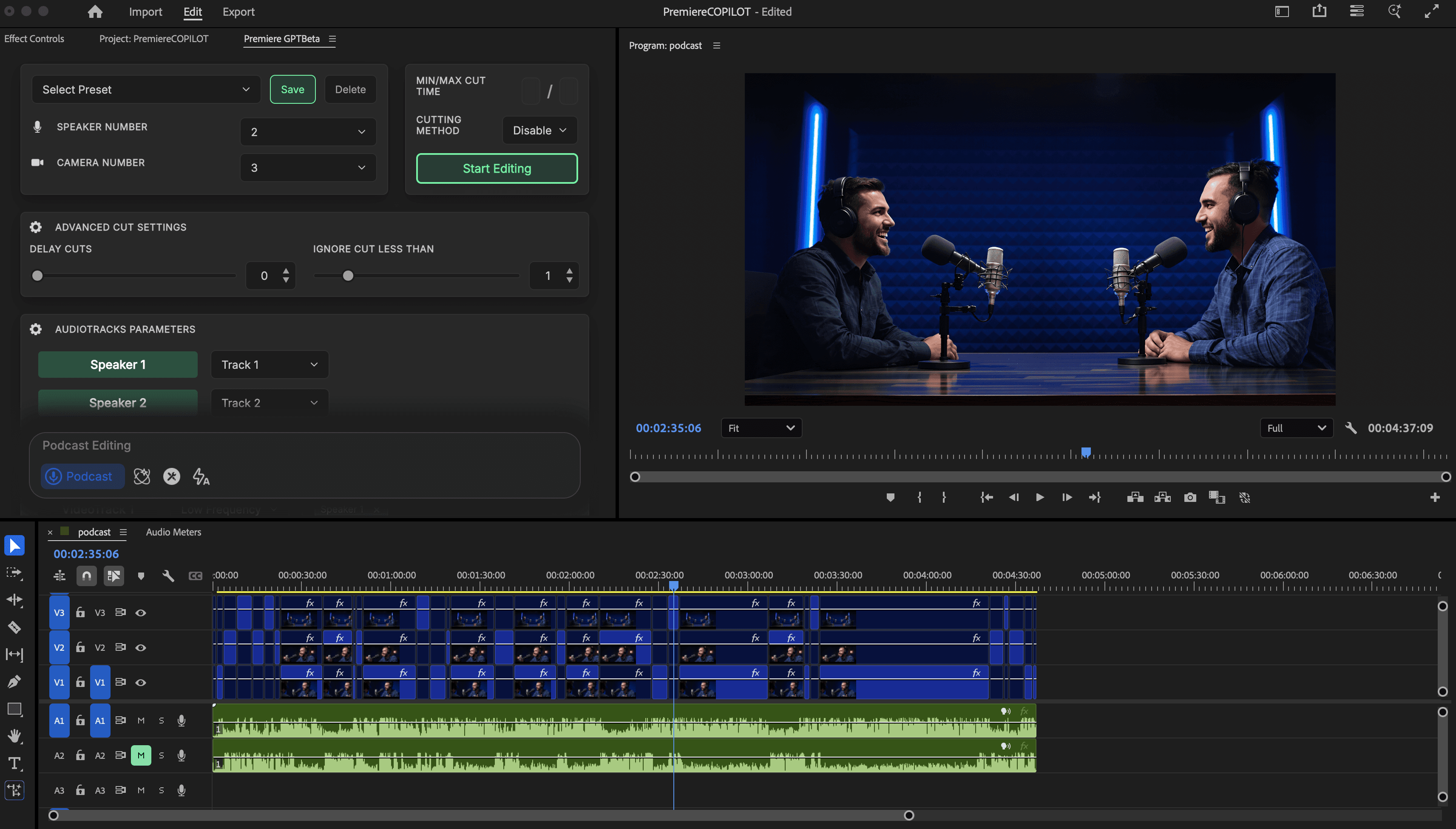 premiere copilot podcast home multicmaera editor