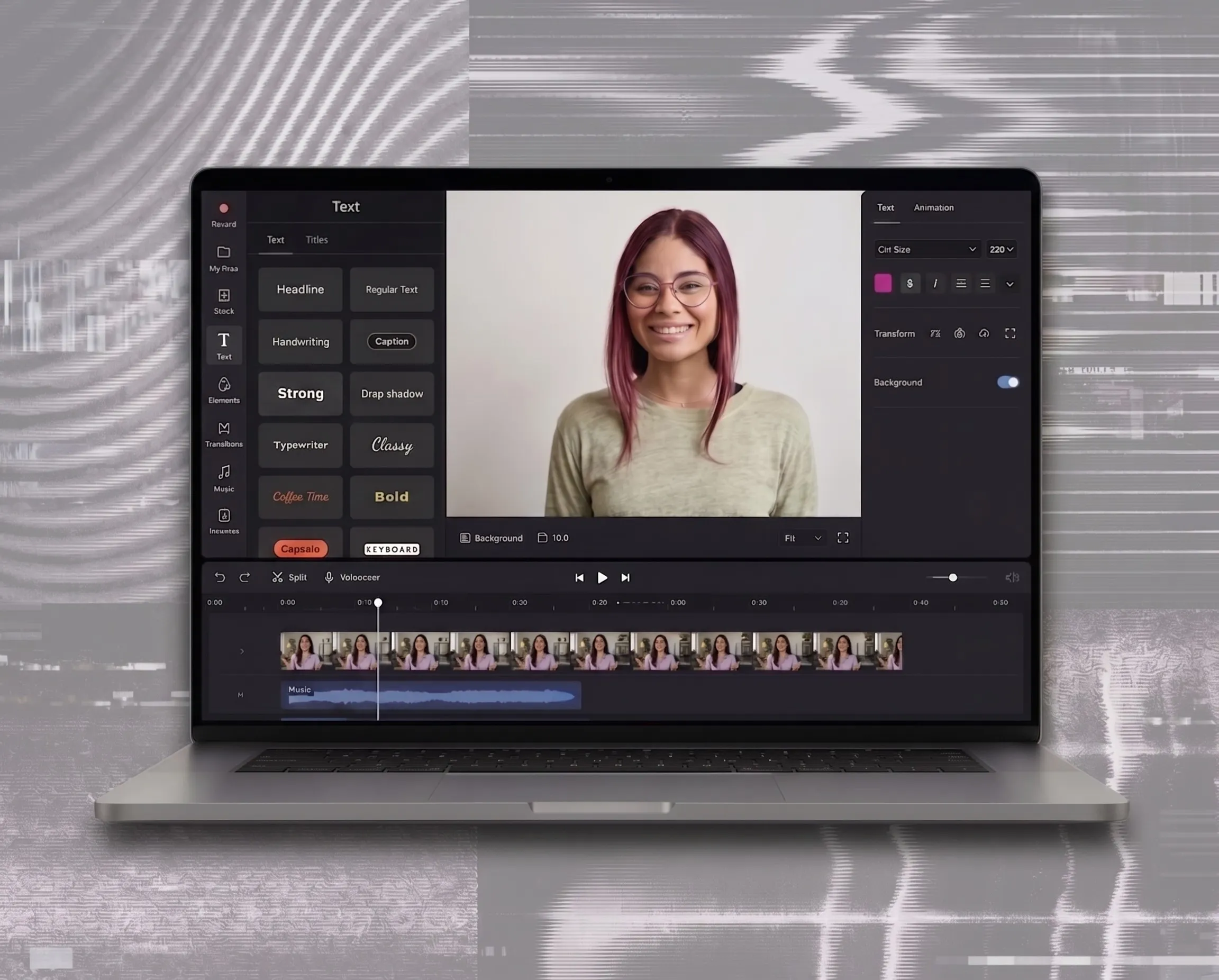 Video editing timeline with voiceover track in Flashback