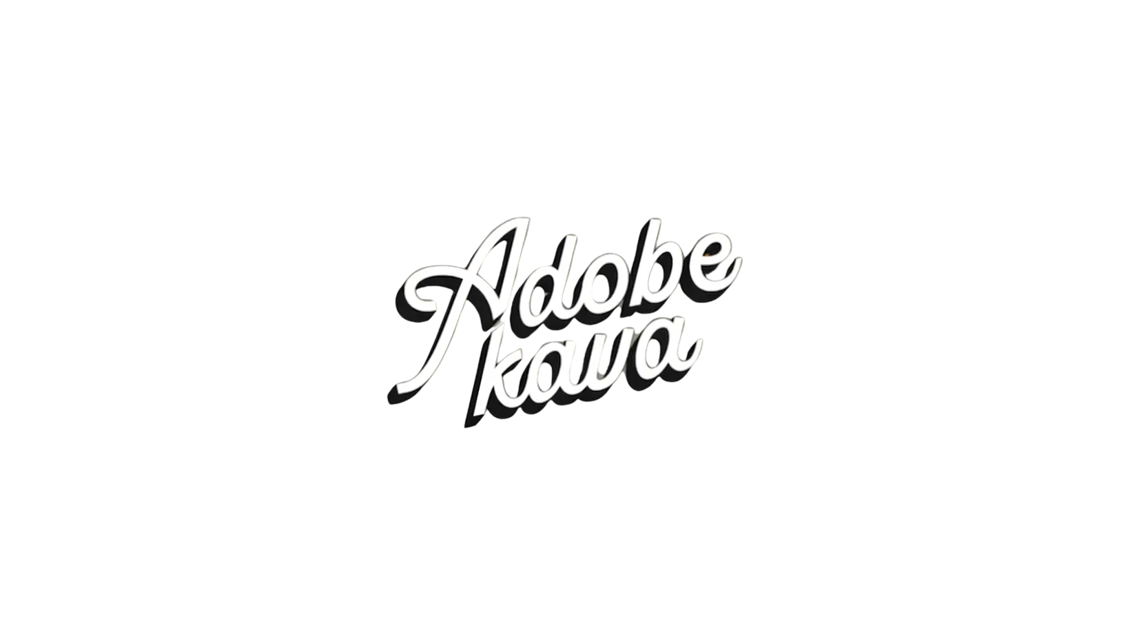 The image features the words "Adobe Kava" in stylized white script against a muted green background, adding an artistic touch to a simple yet elegant design.