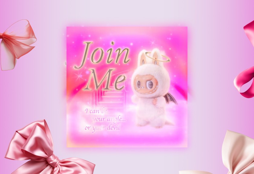 A futuristic, holographic-themed invite with neon blue and purple tones, pixel-like graphics, and techno-style design elements.