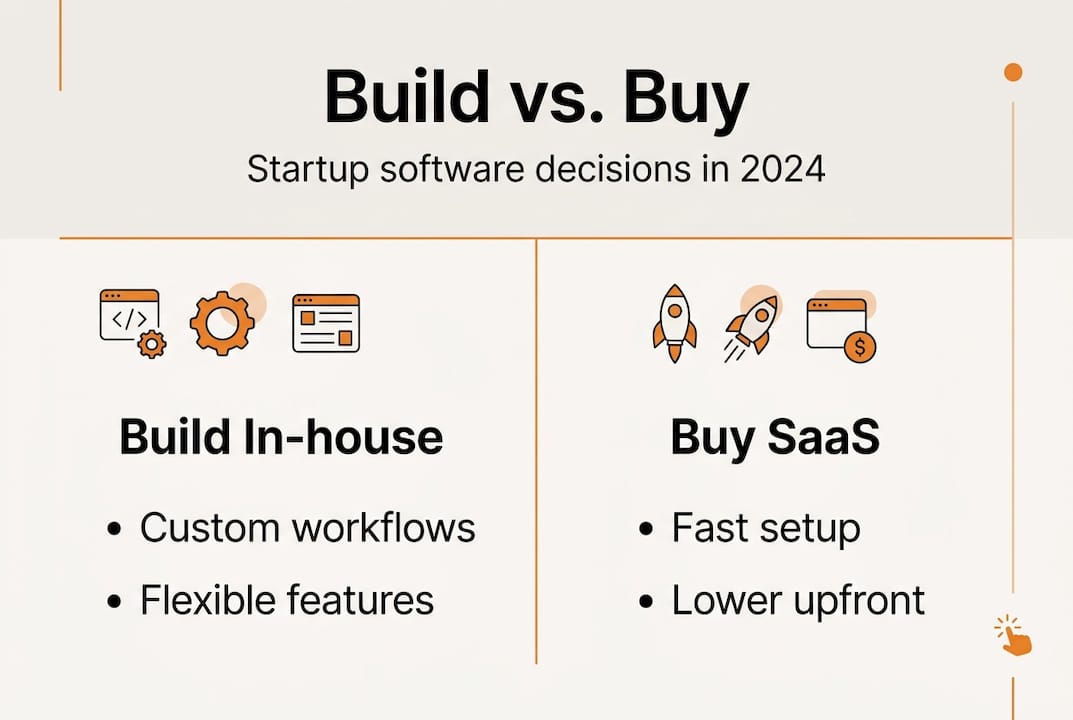 Infographic comparing building versus buying software