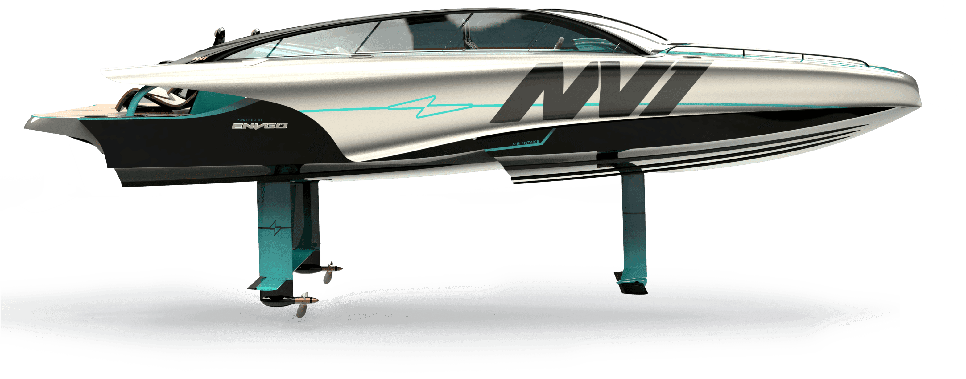The NV1 in profile on a black background
