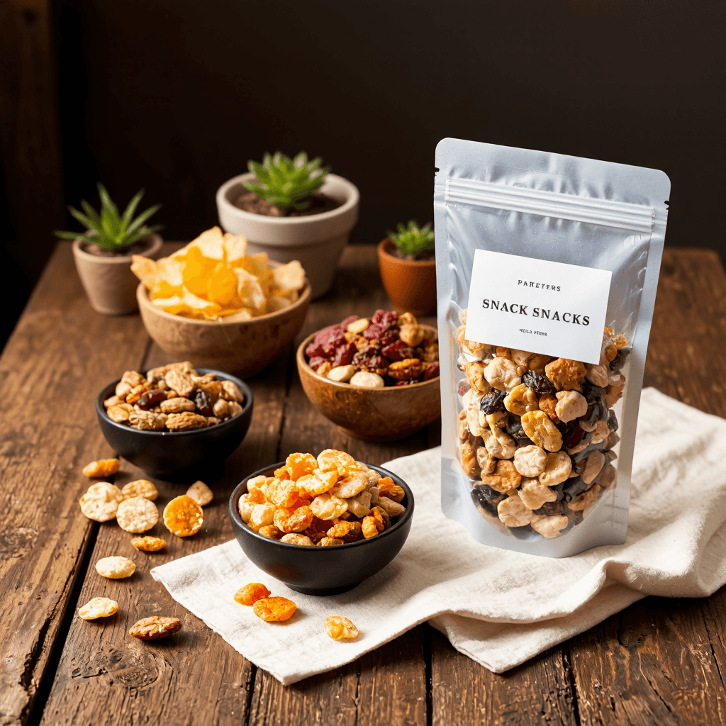 product photography of snack food in a transparent bag