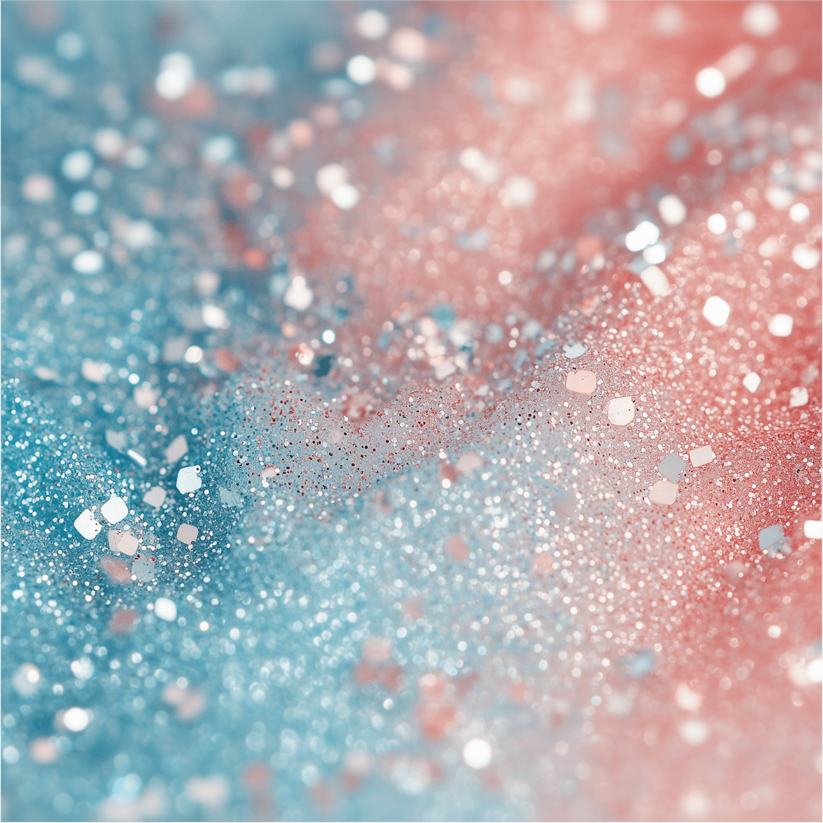 Abstract glitter background with blue and pink hues, featuring shimmering particles and a smooth color gradient.