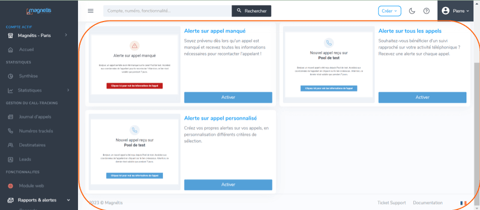 Formulaire de création d'alerte