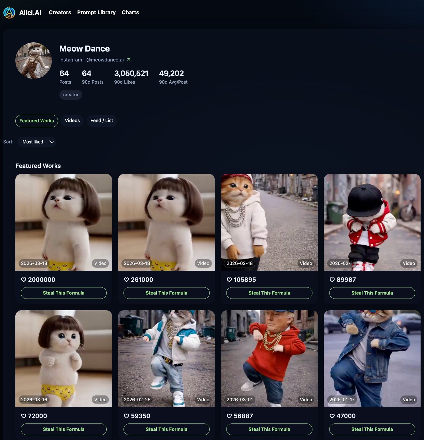 Meow Dance viral cat dance video - 105,895 likes on the yellow hoodie cat template