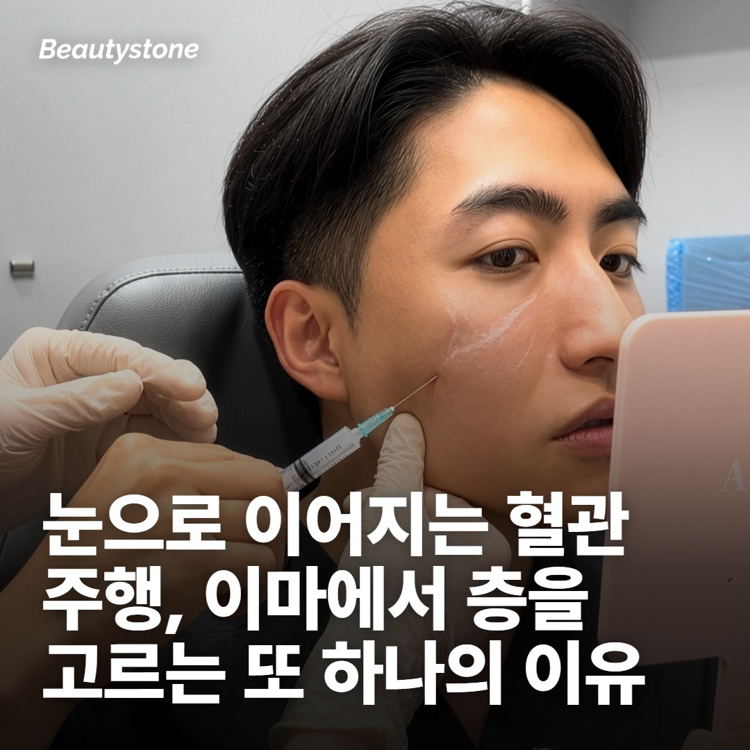 이마에서 먼저 보는 것은 볼륨이 아니라 혈관입니다
