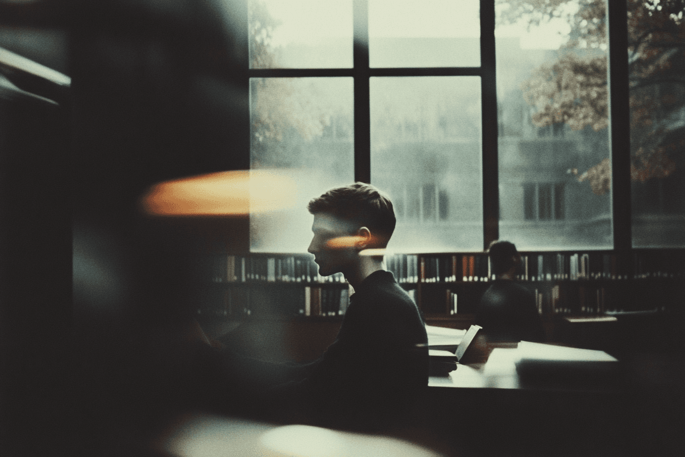 A student studying in a library