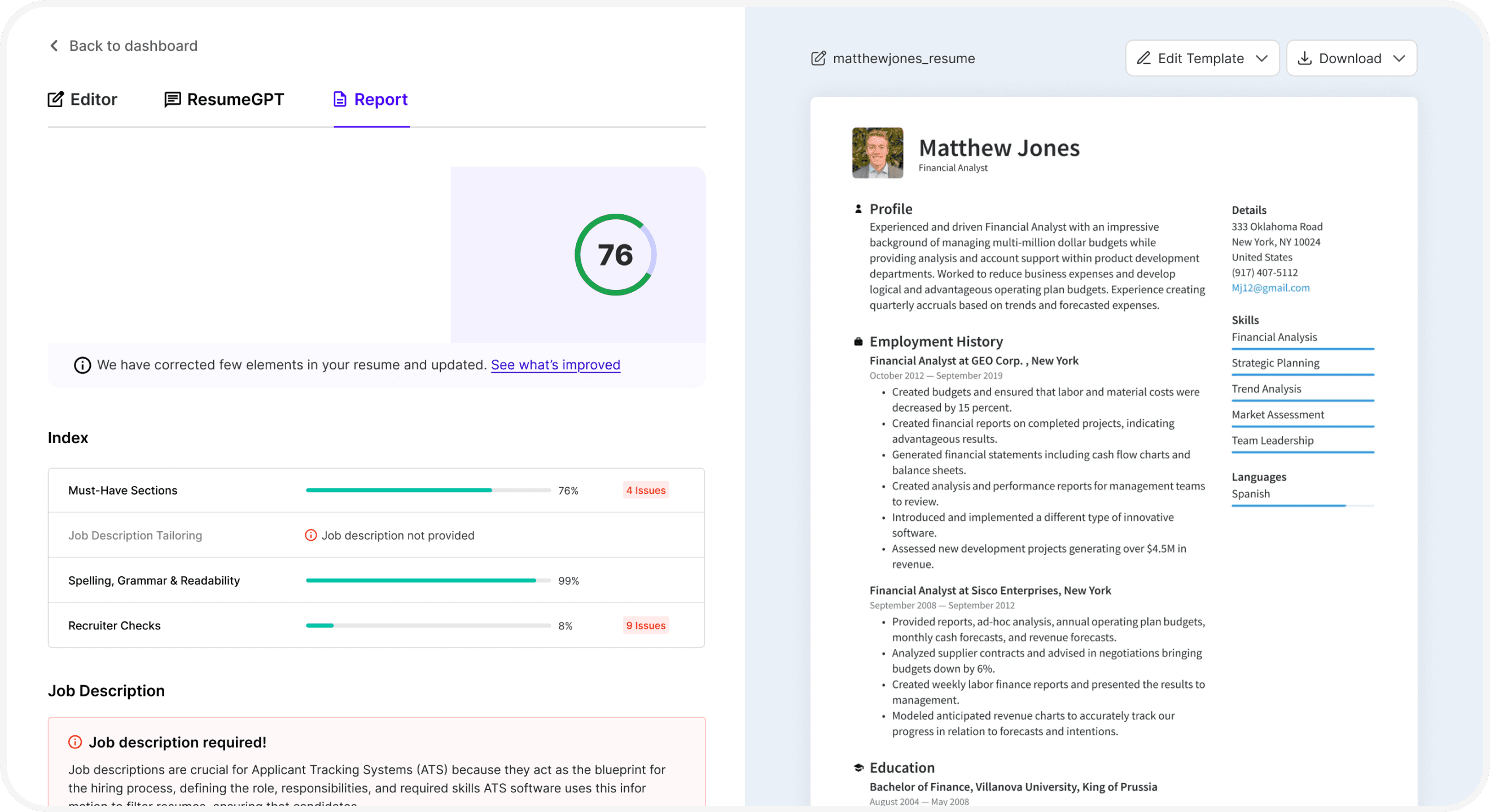 image representing resume checker with ats score