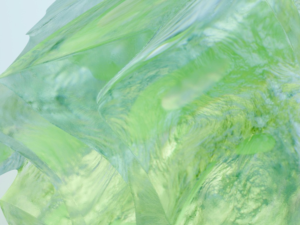A close up of a green and white object