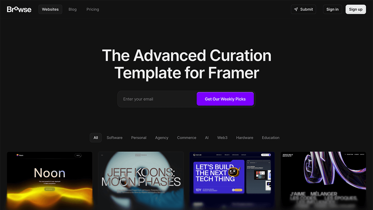 Browse Framer template