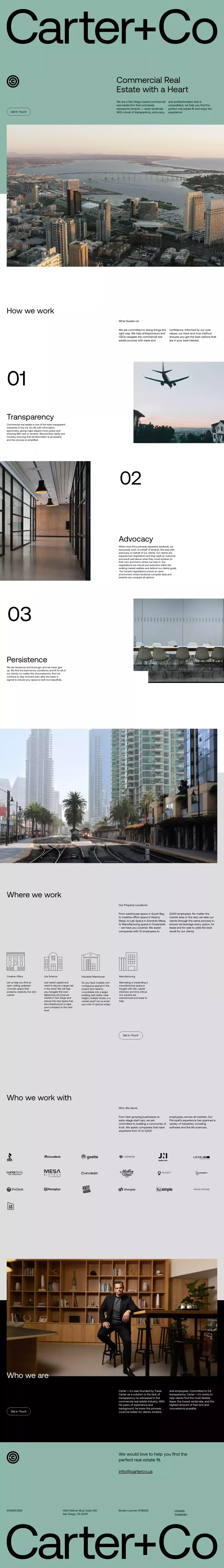 Carter + Co portfolio page screenshot showcasing Real Estate design