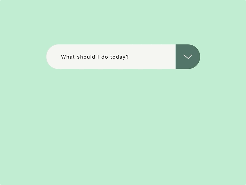 Animated GIF showing a humorous flow of three questions with quirky visuals asking “What should I do today?”, “Eat?”, “Sleep?”, and “Work?”, with playful transitions between each option.