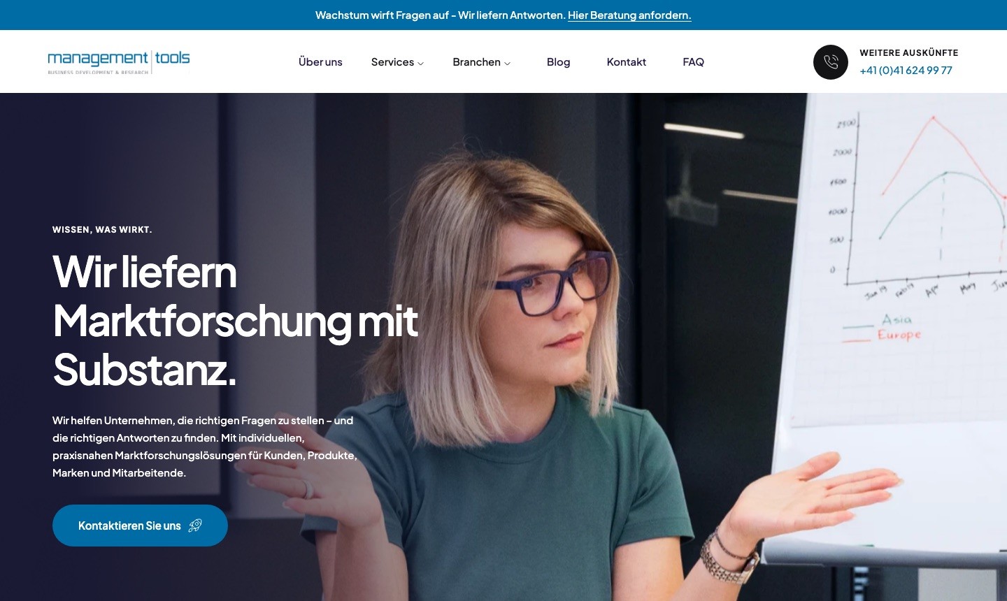 management tools research AG website, market research in Switzerland
