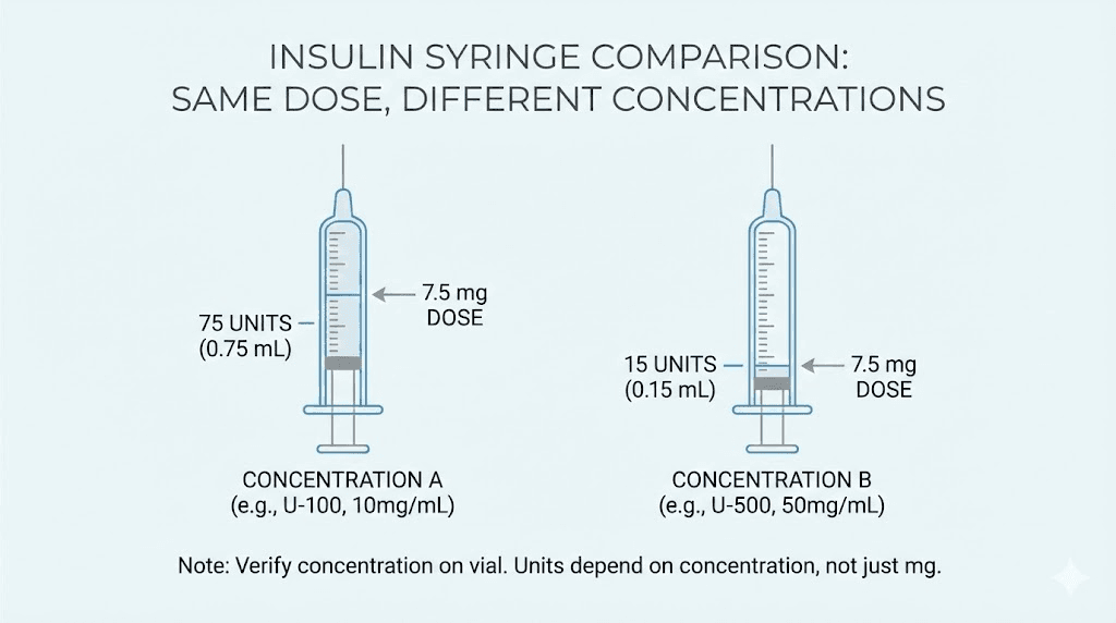 Tirzepatide 7.5 mg units comparison at 10 mg/mL vs 20 mg/mL concentration