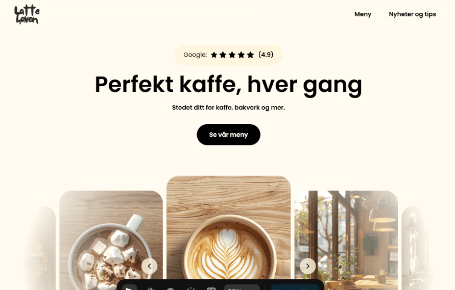 Nettside for en cafe