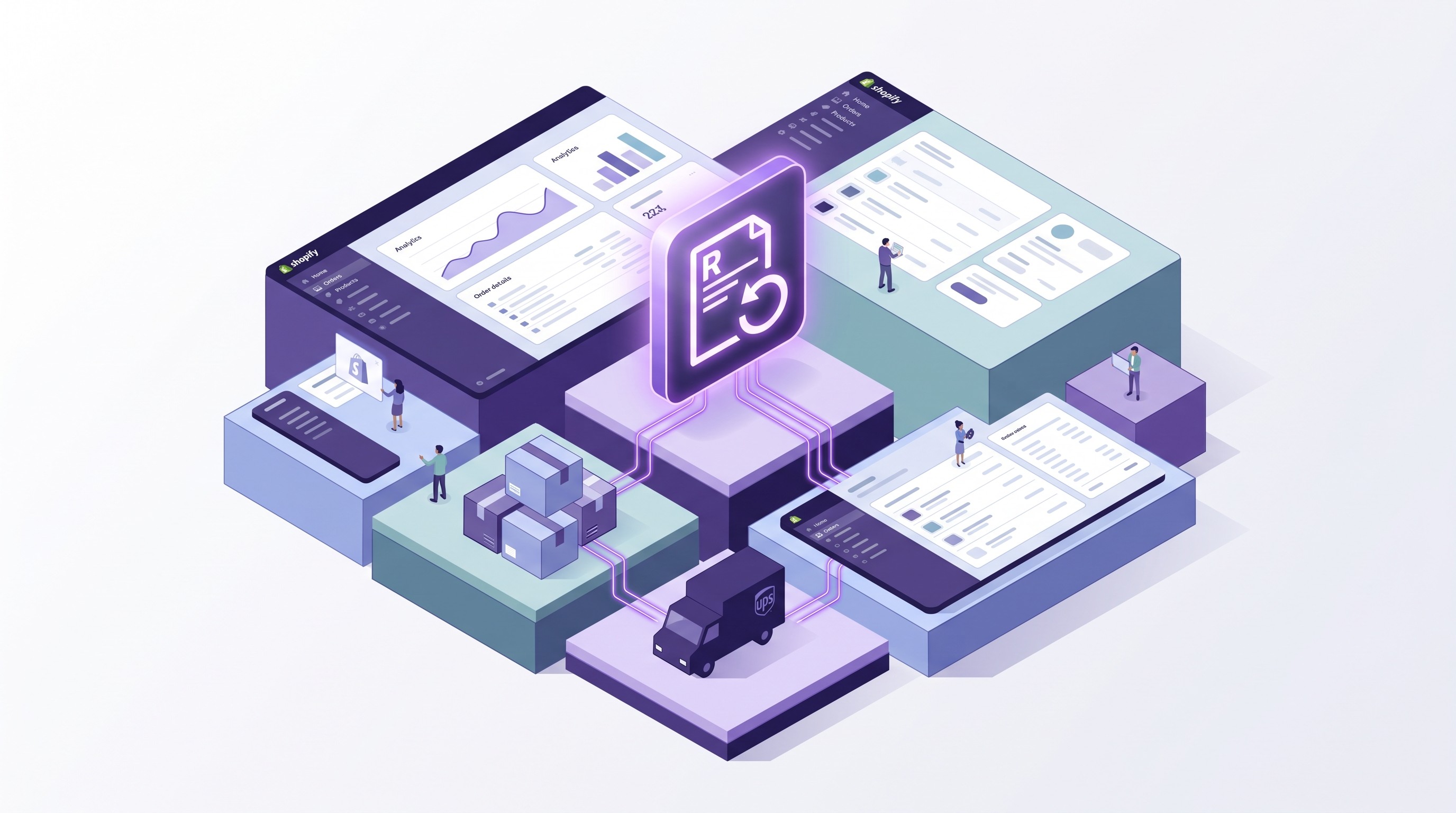 Return label workflow inside Shopify order management screen
