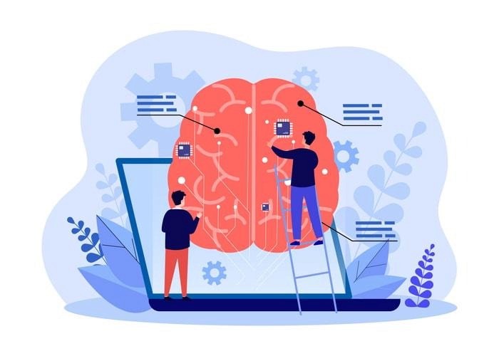 An illustration of brain regions associated with semantic memory.
