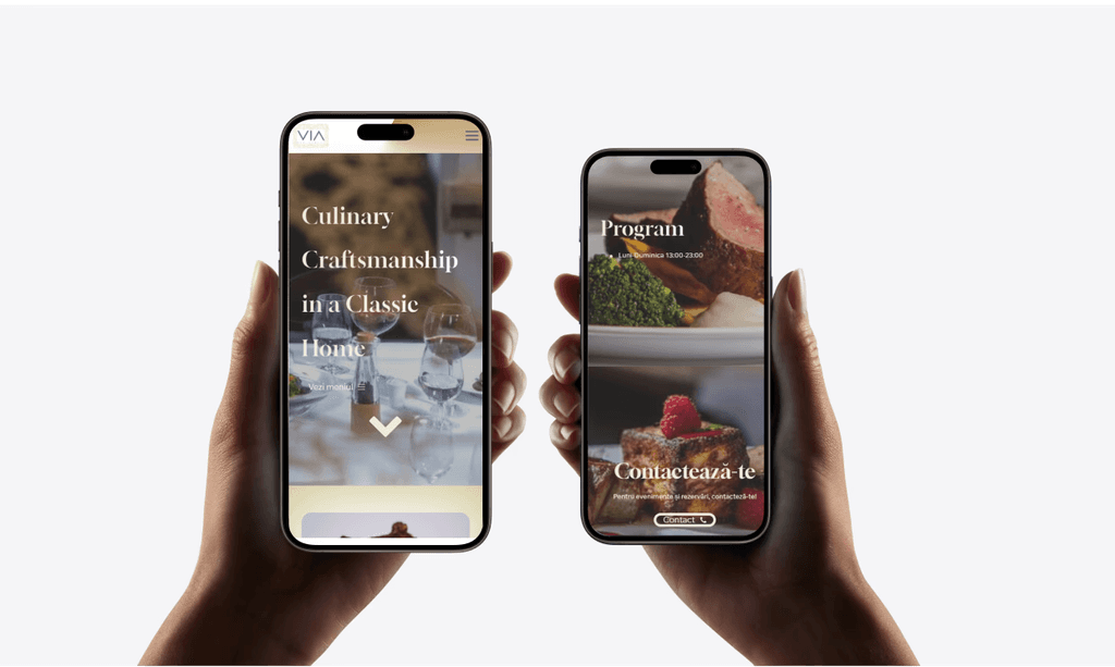 Home Page Hero section for VIA Restaurant in Cluj Napoca in mobile version